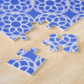 Blauw Wit geometrisch naadloos patroon Legpuzzel (Zijkant)