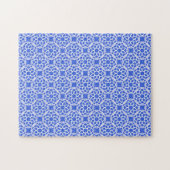 Blauw Wit geometrisch naadloos patroon Legpuzzel (Horizontaal)