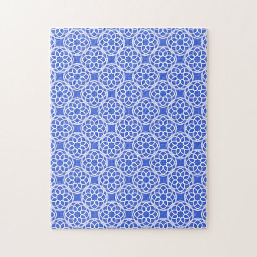 Blauw Wit geometrisch naadloos patroon Legpuzzel (Verticaal)