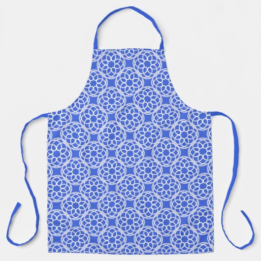 Blauw Wit geometrisch naadloos patroon Schort (Voorkant)
