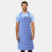 Blauw Wit geometrisch naadloos patroon Schort (Gedragen)
