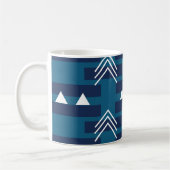 Blauw wit geometrisch patroon koffiemok (Links)