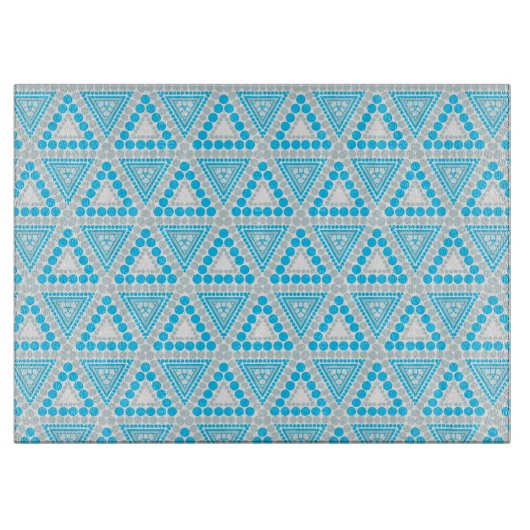Blauw-wit geometrisch patroonglas snijplank (Voorkant)