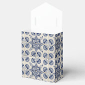  blauw wit geometrisch ventilatorpatroon bedankdoosjes (Geopend)