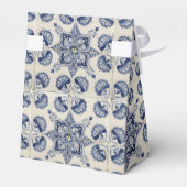  blauw wit geometrisch ventilatorpatroon bedankdoosjes (Achterkant)