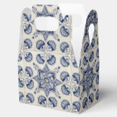  blauw wit geometrisch ventilatorpatroon bedankdoosjes (Geopend)