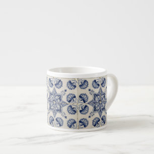 blauw wit geometrisch ventilatorpatroon espresso kop