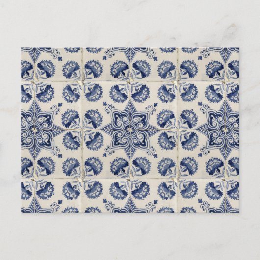 blauw wit geometrisch ventilatorpatroon feestdagenkaart (Voorkant)