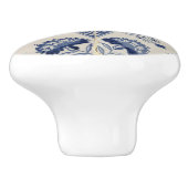  blauw wit geometrisch ventilatorpatroon keramische knop (Zijkant)