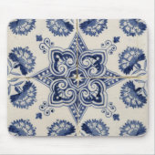 blauw wit geometrisch ventilatorpatroon muismat (Voorkant)