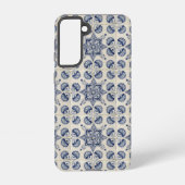  blauw wit geometrisch ventilatorpatroon samsung galaxy hoesje (Achterkant)