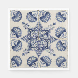  blauw wit geometrisch ventilatorpatroon servet