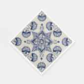  blauw wit geometrisch ventilatorpatroon servet (Hoek)