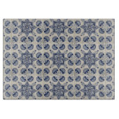 blauw wit geometrisch ventilatorpatroon snijplank (Voorkant)