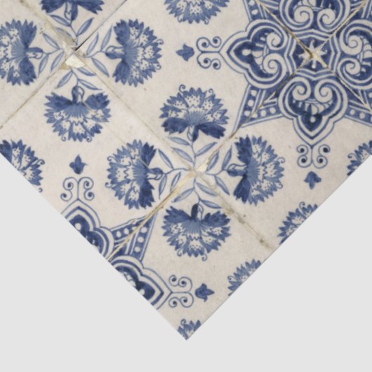 blauw wit geometrisch ventilatorpatroon tissuepapier (Detail)