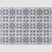 blauw wit geometrisch ventilatorpatroon tissuepapier (Voorkant)