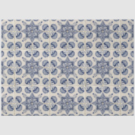  blauw wit geometrisch ventilatorpatroon tissuepapier