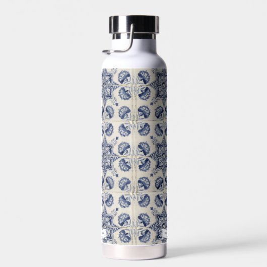  blauw wit geometrisch ventilatorpatroon waterfles (Rechts)