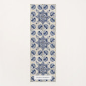  blauw wit geometrisch ventilatorpatroon yogamat (Voorkant)