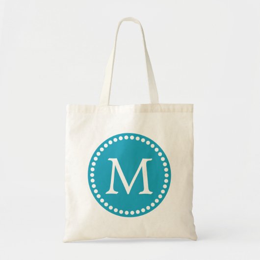 Blauw & Wit Gepersonaliseerd Aangepast Monogram Tote Bag (Voorkant)