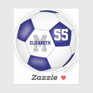 blauw - wit gepersonaliseerd meisje jongens voetba sticker