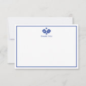 Blauw Wit Gepersonaliseerd Monogram Pickleball Bedankkaart (Voorkant)