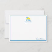 Blauw Wit Gepersonaliseerd Monogram Pickleball Sun Bedankkaart (Voorkant)