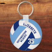 Blauw wit gepersonaliseerd volleybal sleutelhanger (Achterkant)