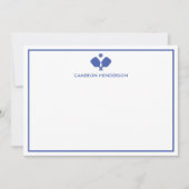 Blauw Wit Gepersonaliseerde Naam Leuk Pickleball Notitiekaartje (Voorkant)