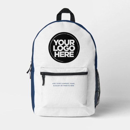 Blauw Wit | Gepersonaliseerde zakelijke Logo en te Bedrukte Rugzak (Voorkant)