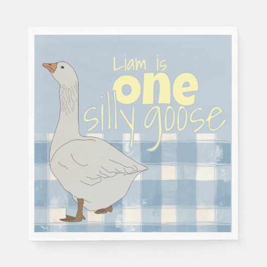 Blauw & Wit Geplaagd servet Een Gekke gans (Voorkant)