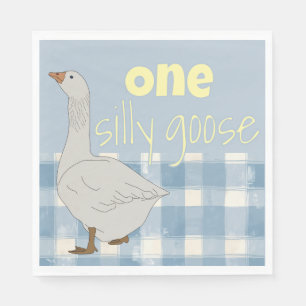 Blauw & Wit Geplaagd servet Een Gekke gans