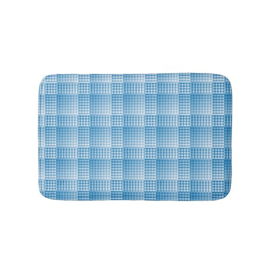 Blauw Wit Geruit Abstract Patroon Badmat (Voorkant)