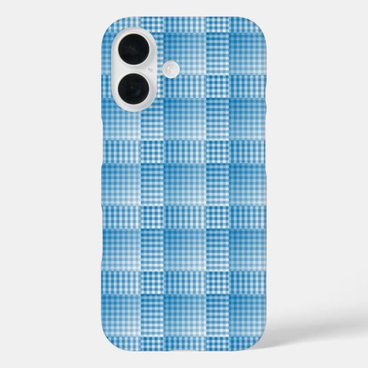 Blauw Wit Geruit Abstract Patroon Case-Mate iPhone Case (Achterkant)