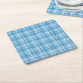 Blauw Wit Geruit Abstract Patroon Kartonnen Onderzetters (Schuin)