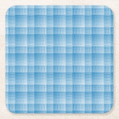 Blauw Wit Geruit Abstract Patroon Kartonnen Onderzetters (Voorkant)