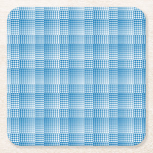 Blauw Wit Geruit Abstract Patroon Kartonnen Onderzetters