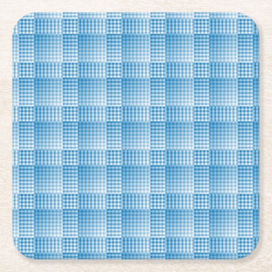 Blauw Wit Geruit Abstract Patroon Kartonnen Onderzetters (Voorkant)