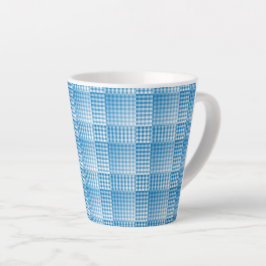 Blauw Wit Geruit Abstract Patroon Latte Mok