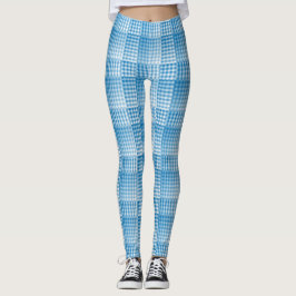 Blauw Wit Geruit Abstract Patroon Leggings