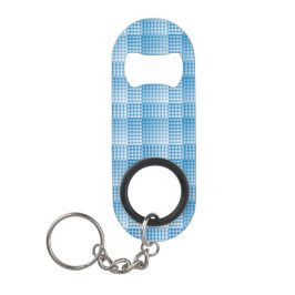 Blauw Wit Geruit Abstract Patroon Mini Flessenopener