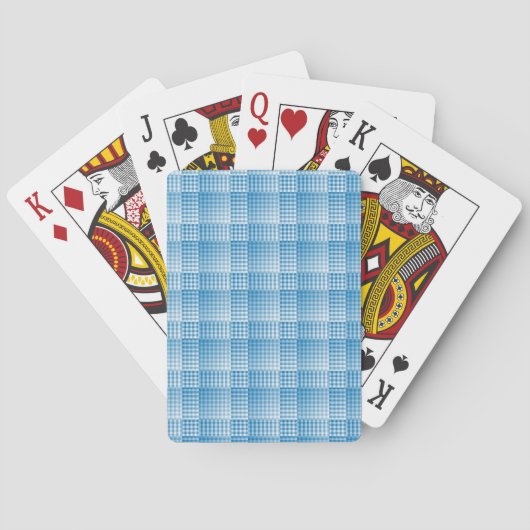 Blauw Wit Geruit Abstract Patroon Pokerkaarten (Achterkant)