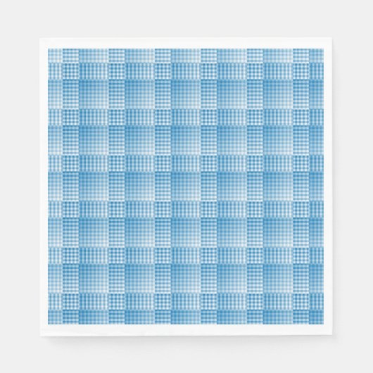 Blauw Wit Geruit Abstract Patroon Servet (Voorkant)