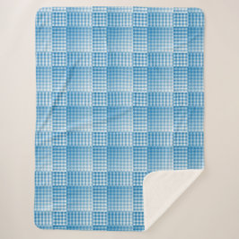 Blauw Wit Geruit Abstract Patroon Sherpa Deken