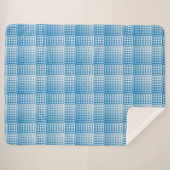 Blauw Wit Geruit Abstract Patroon Sherpa Deken (Voorkant (horizontaal))
