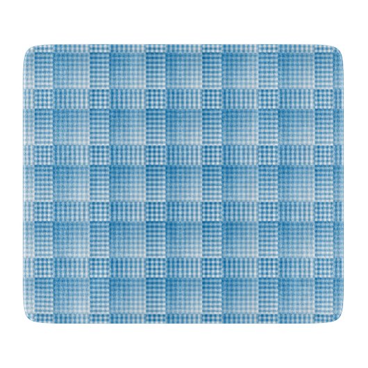 Blauw Wit Geruit Abstract Patroon Snijplank (Voorkant)