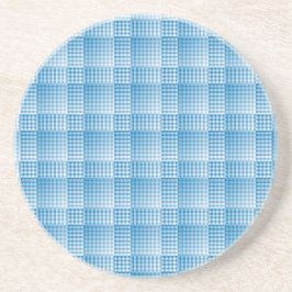 Blauw Wit Geruit Abstract Patroon Zandsteen Onderzetter