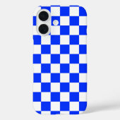 Blauw Wit Geruit Check iPhone Case (Achterkant)