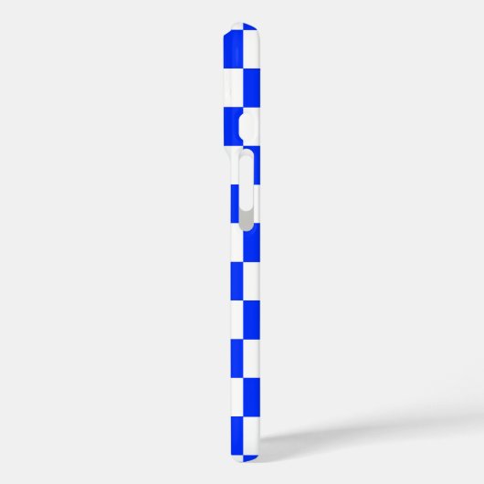 Blauw Wit Geruit Check iPhone Case (Achterkant / Links)