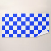 Blauw-wit-geruit controlepatroon badhanddoek (Badhanddoek)